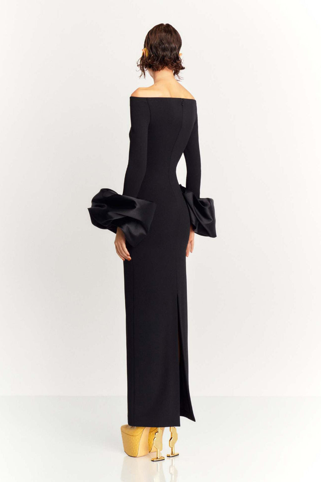 Solid Lantern Sleeve Dress