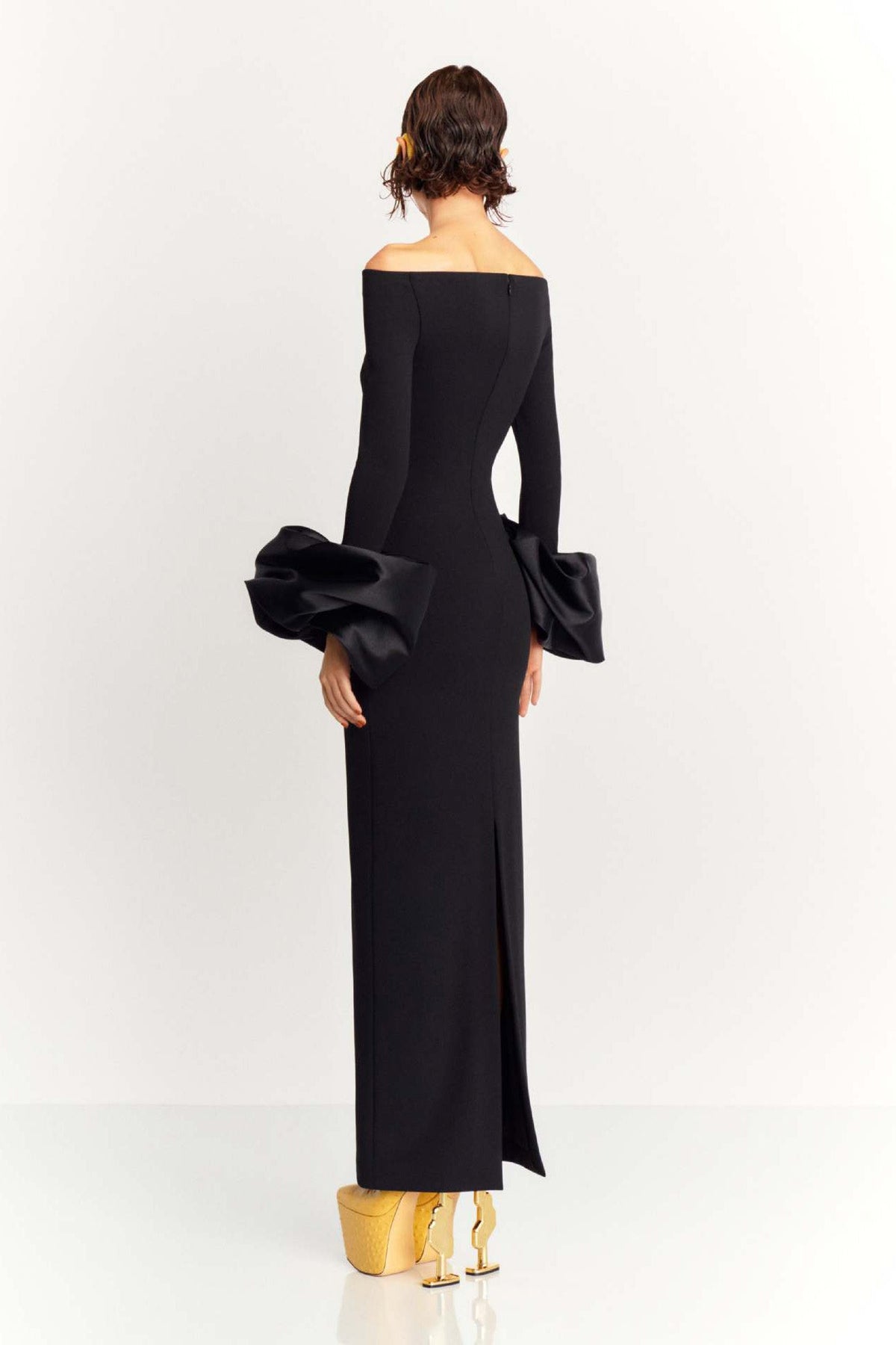 Solid Lantern Sleeve Dress
