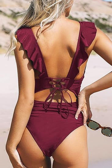 Ruffled Cut-Out One-Piece Swimwear