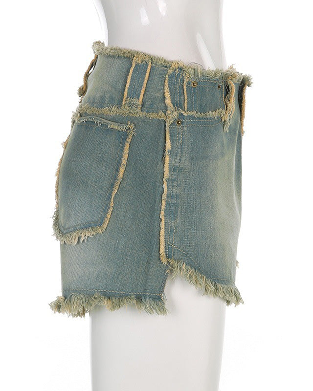 Modern Frayed Denim Shorts Women