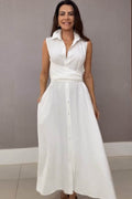 Modern Summer V-Neck Sleeveless Waist-Tie Dress