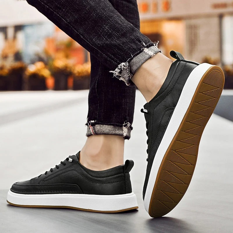 Cowhide Leather Sneakers with Lightweight Construction