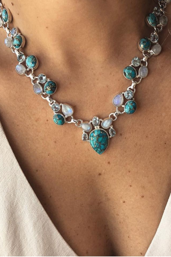 Women's Boho Loop Turquoise Necklace
