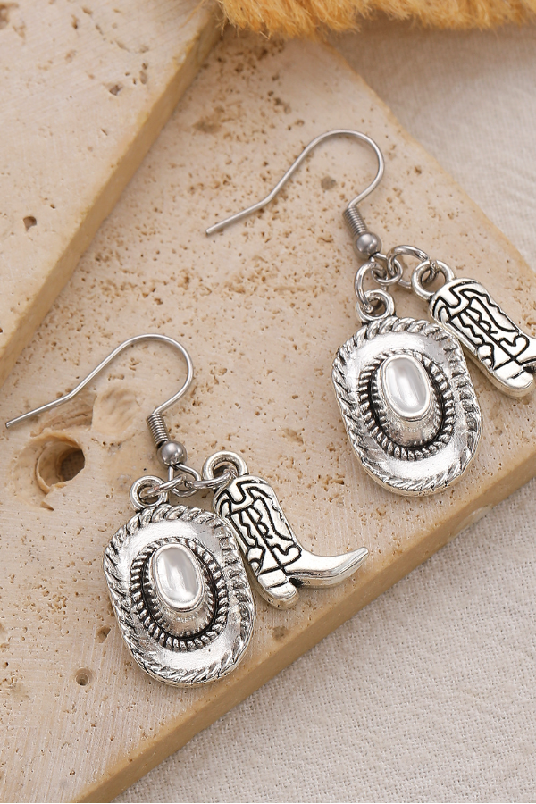 Statement Women's Western Shoes Hat Earrings