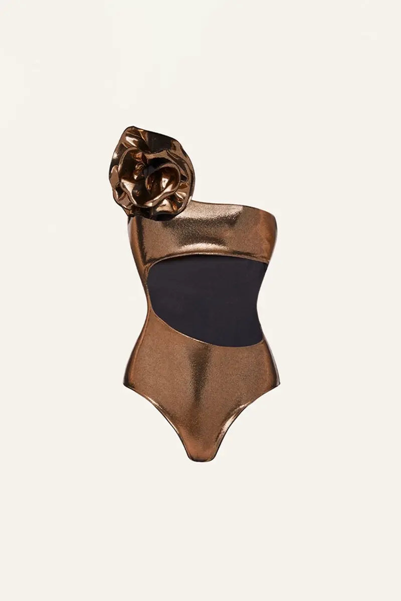 Flower Cut-Out Swimwear Set