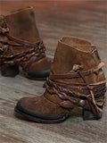 Retro Braided Laced Ankle Boots