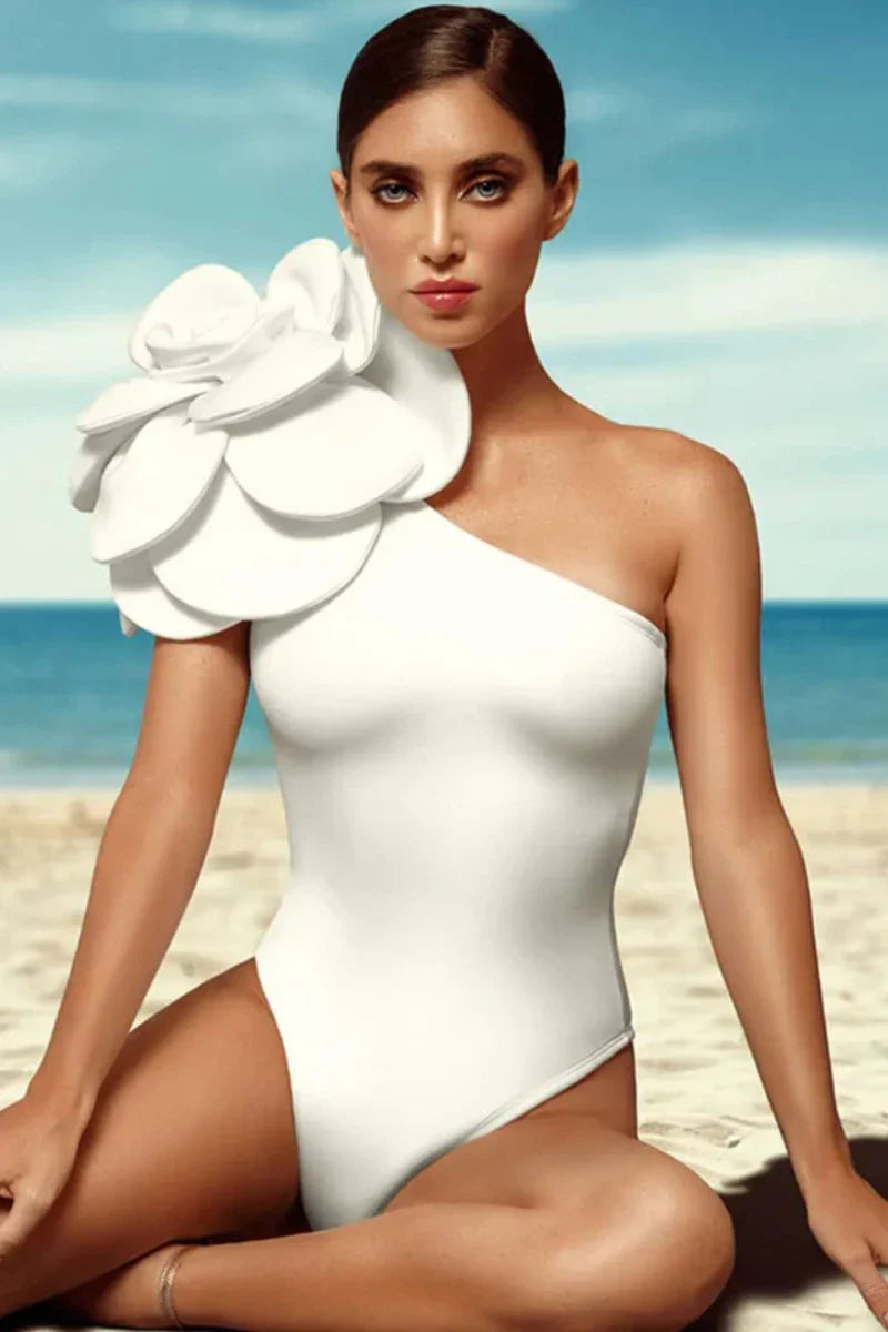 3D Flower Solid Swimsuit