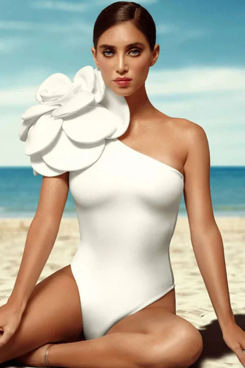 3D Flower Solid Swimsuit