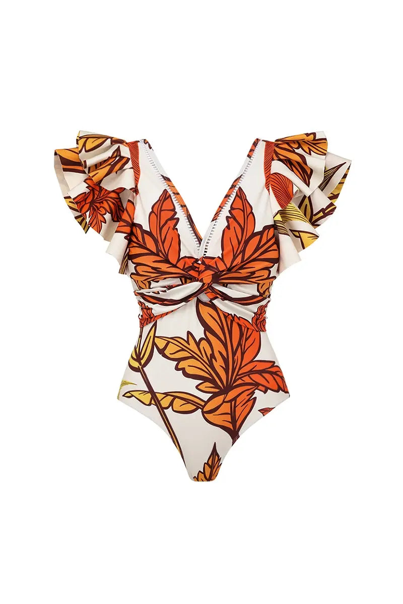 Maple Print Swimwear Set Trio