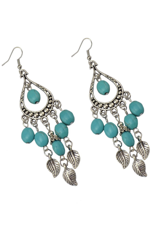 Women's Western Retro Turquoise Pendant Earrings