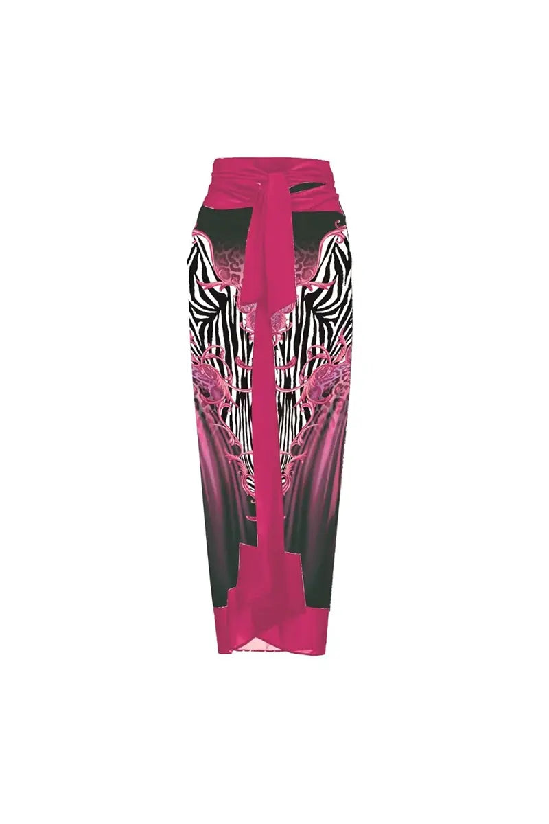 3D Fuchsia Flower Bust Decor Patterned Swimsuit