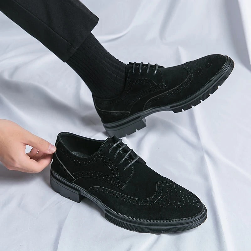 Suede Brogue Shoes with Cushioned Insole
