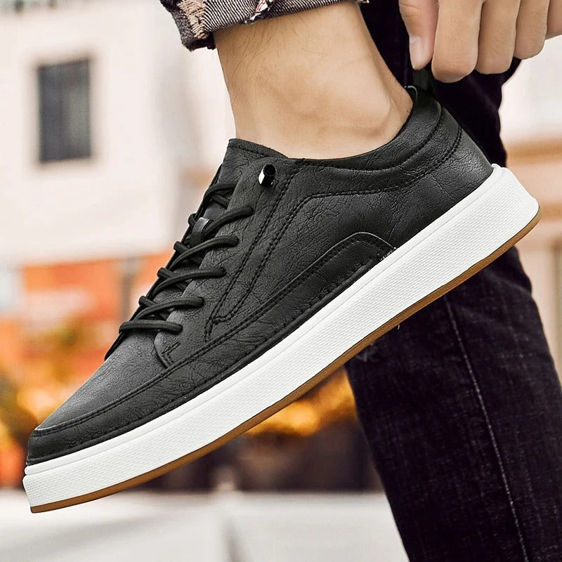 Cowhide Leather Sneakers with Lightweight Construction
