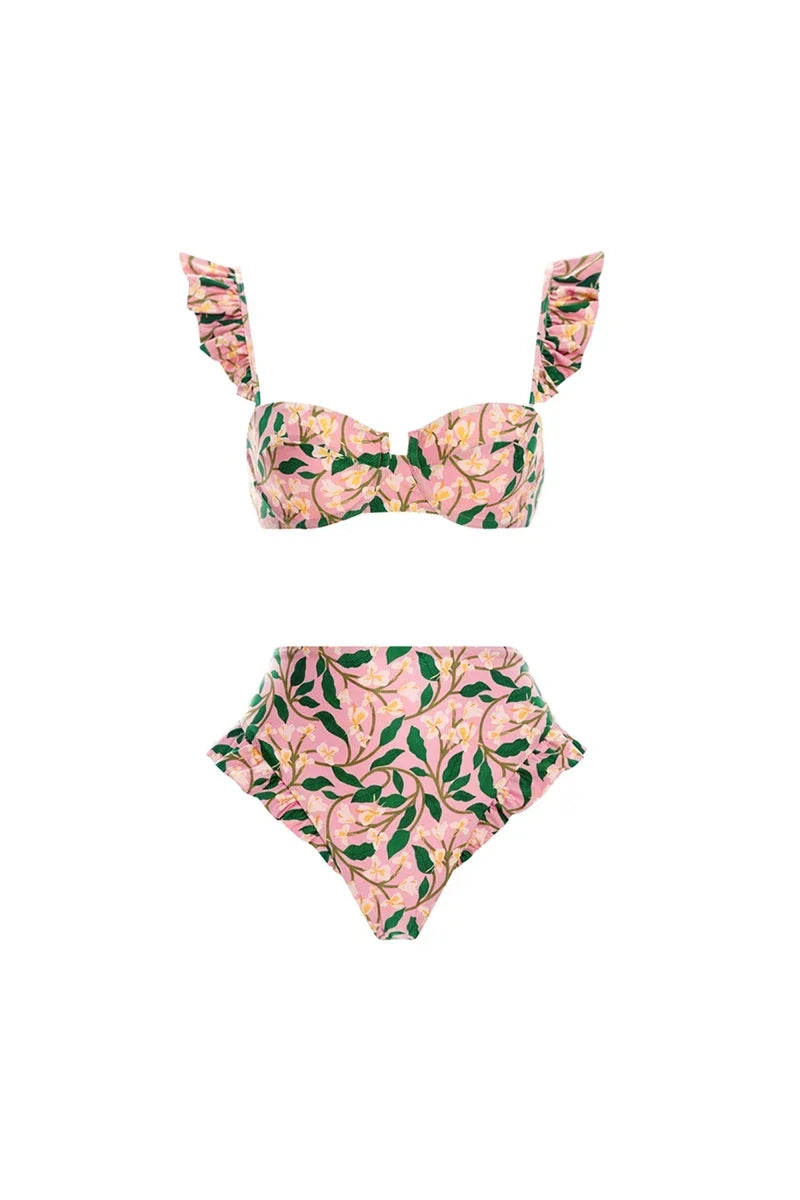 Mini Ruffled Flower Two-Piece Bikini