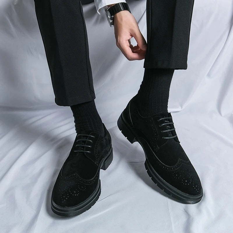 Suede Brogue Shoes with Cushioned Insole