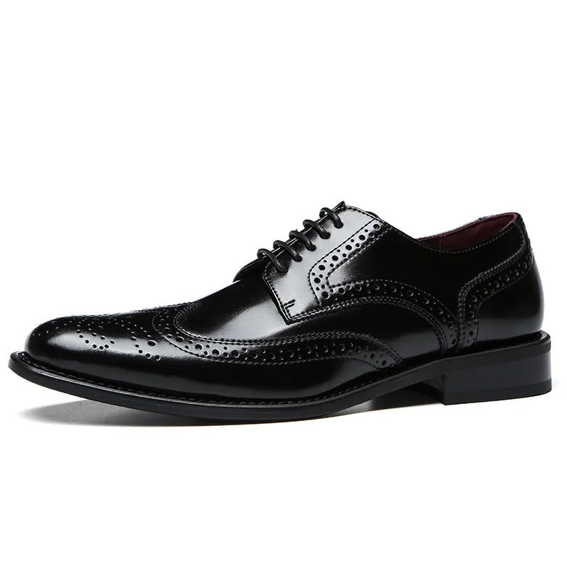 Cowhide Leather Oxford Shoes with Breathable Upper