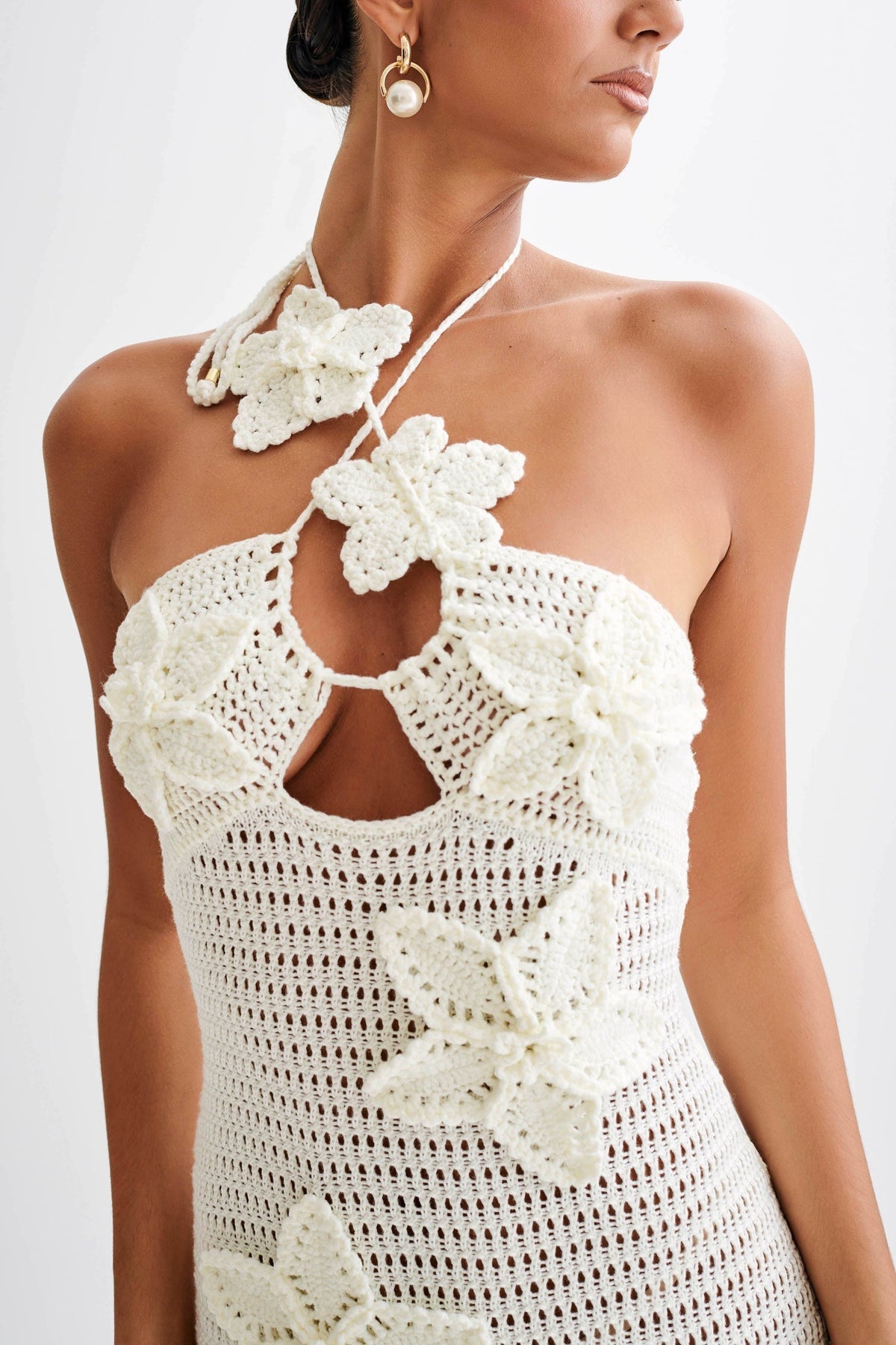 Beverly Flower Applique Crochet Maxi-Length Dress