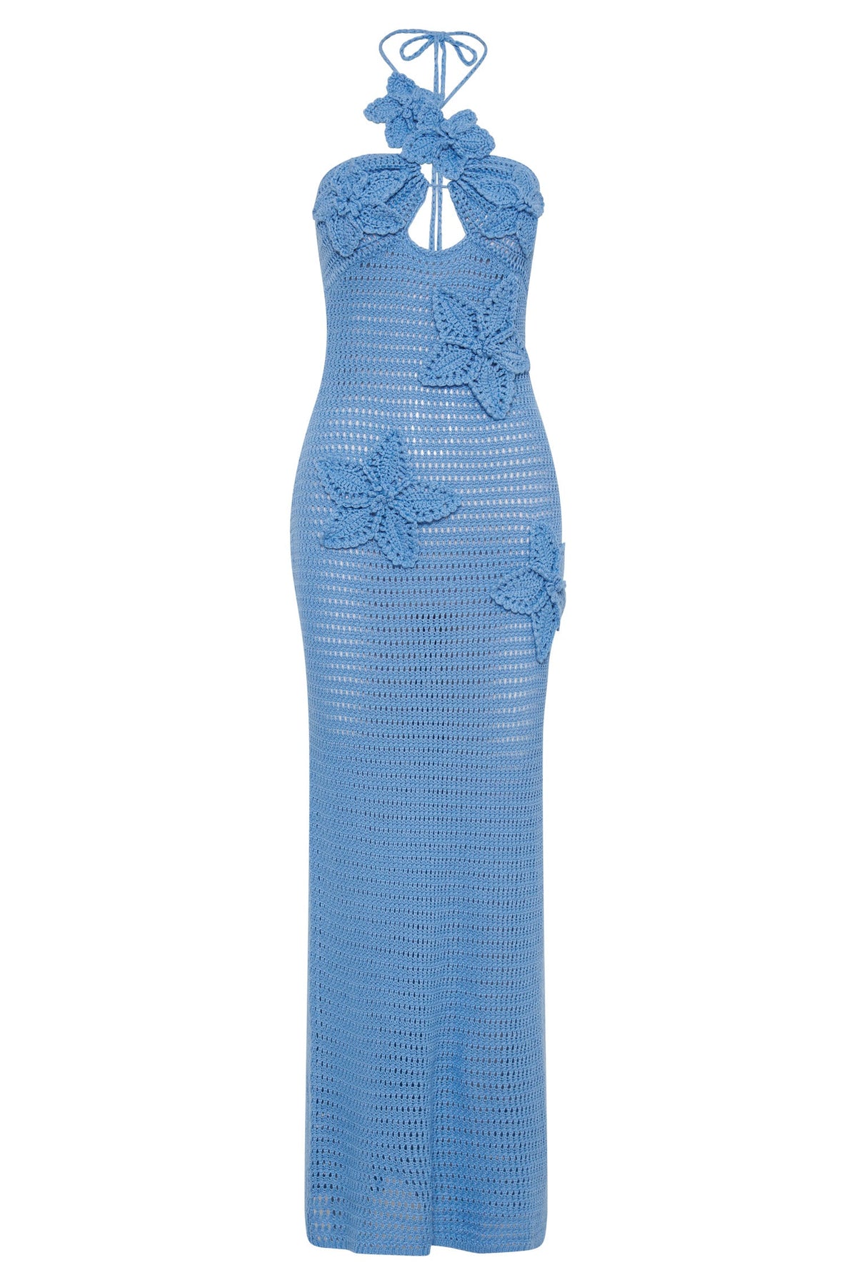 Beverly Flower Applique Crochet Maxi-Length Dress