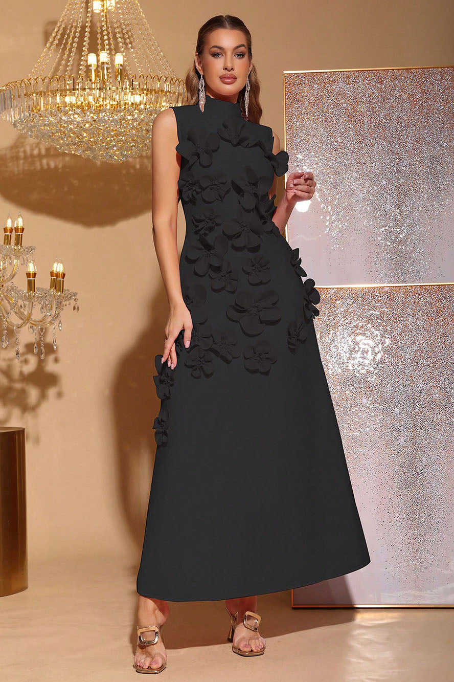 Ethel Flower Embellished Sleeveless Maxi-Length Dress