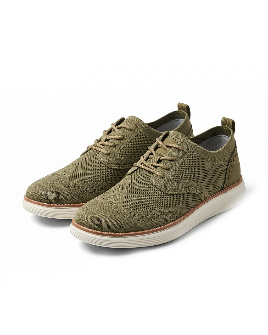 Knit Brogue Shoes with Wingtip Brogue Detail