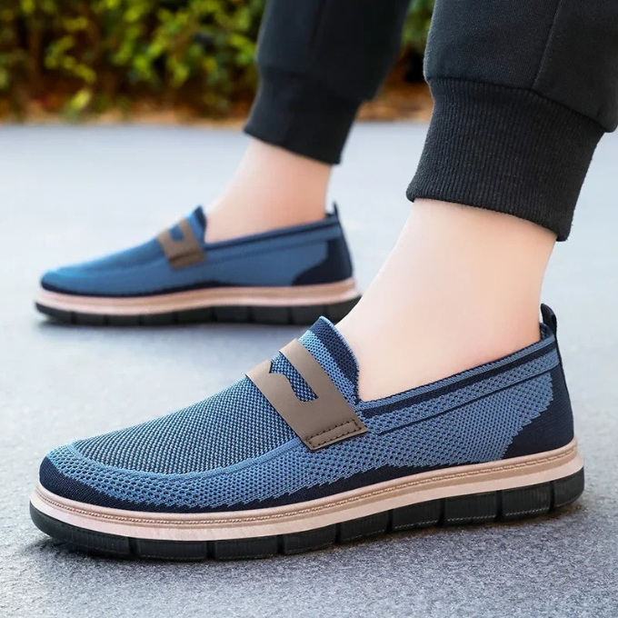 Knit Loafers with Woven Detail