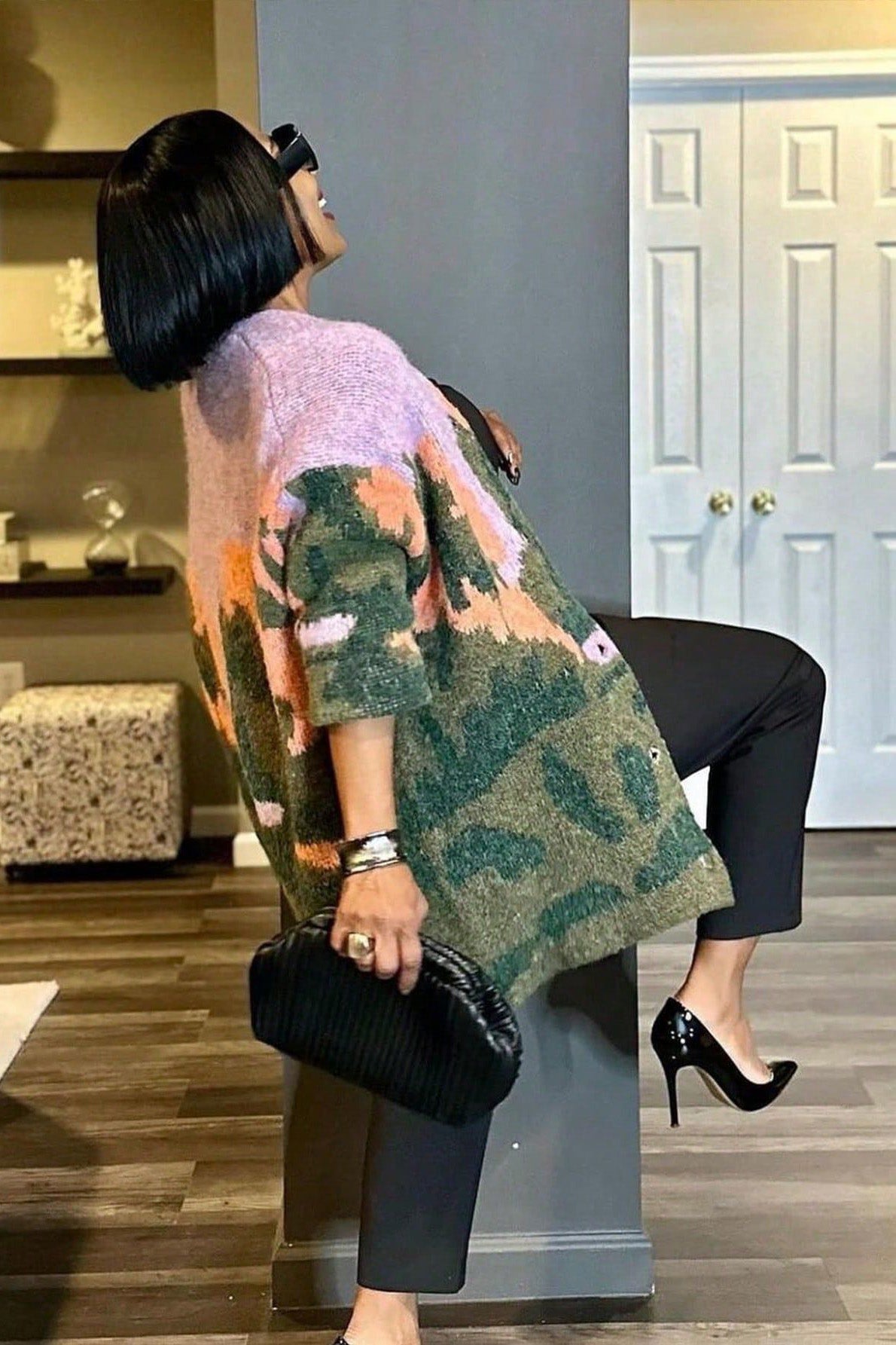 Modern Art-Inspired Knit Cardigan