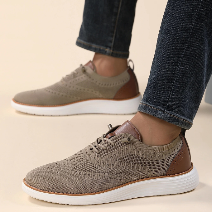 Knit Brogue Shoes with Breathable Upper