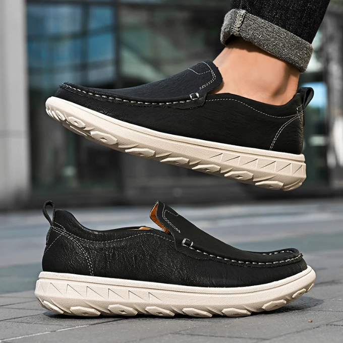 Leather Loafers with Rubber Sole