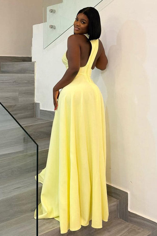 European & American Style Ruched Maxi-Length Dress