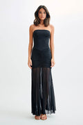 Nocturne Whisper - Fitted Open-Back Maxi-Length Dress