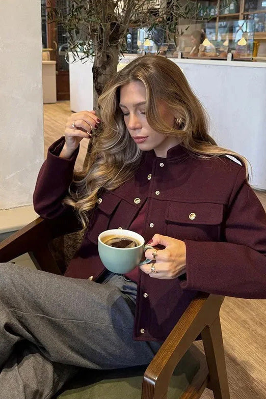 Modern Structured Mock-Neck Mini Jacket