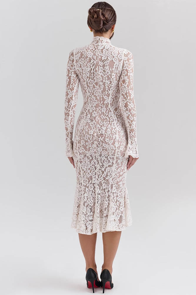 Lace High-Waisted Slimming Fitted Dress