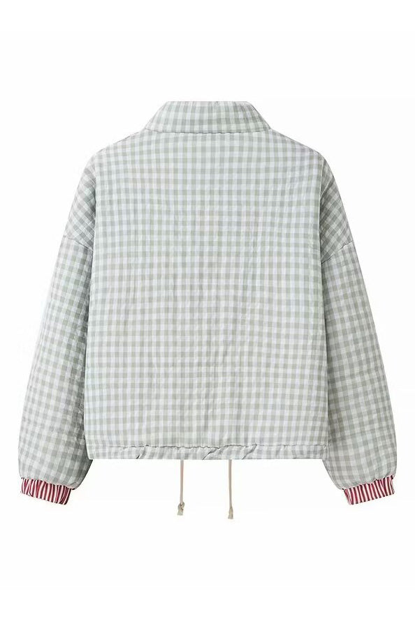 Modern Plaid Pink Heart Pocket Jacket
