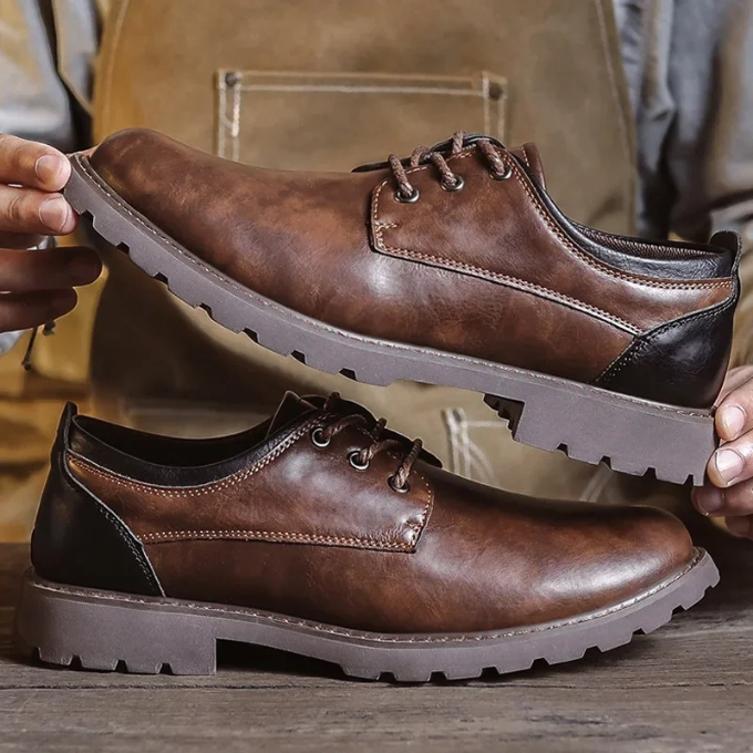 Casual Polished Leather Oxford Shoes