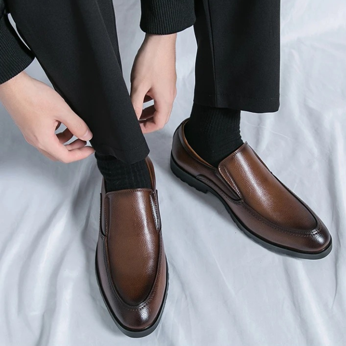Loafers with Pebbled Texture