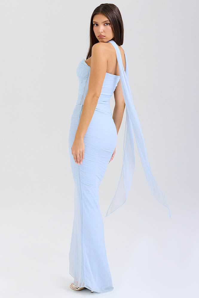 Coordinated Flowy Tie Strapless Slimming Skirt Set