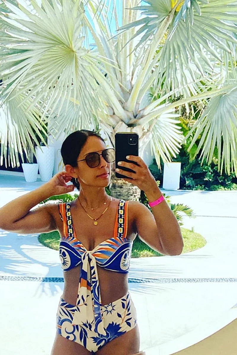 Boho Print Tie-Up Two-Piece Bikini