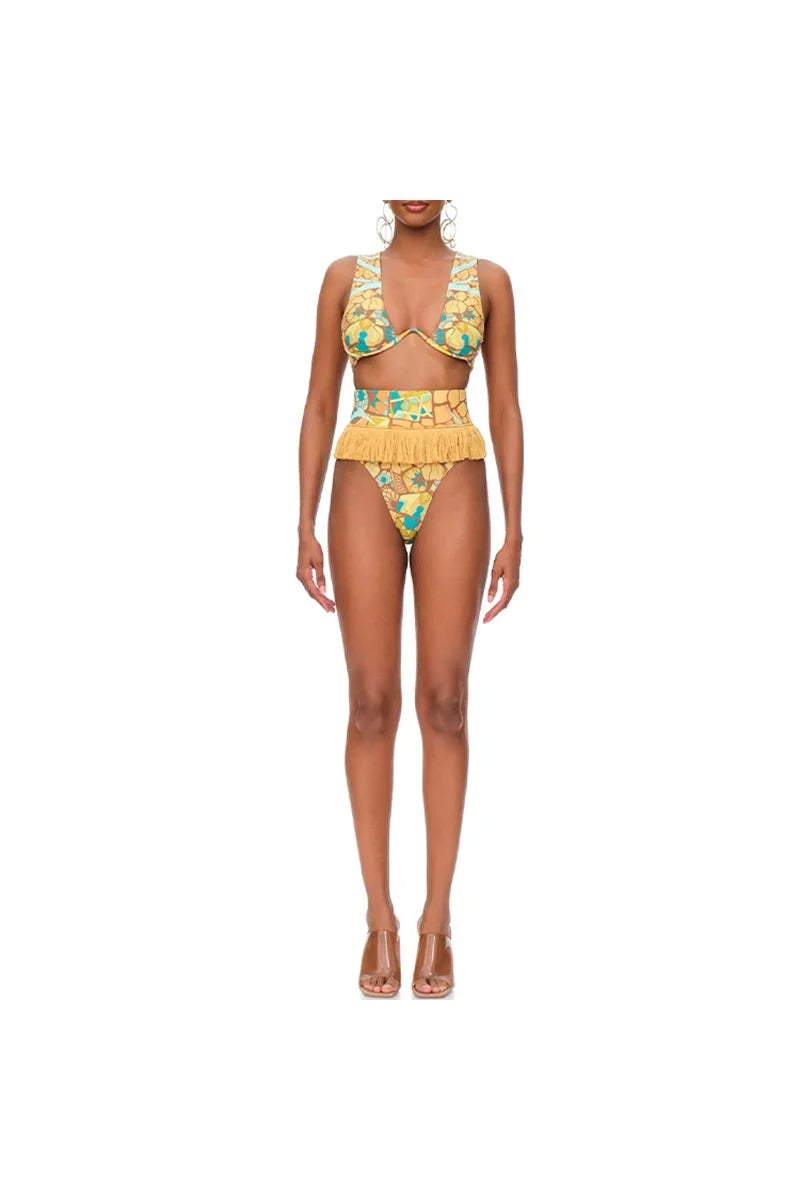 Boho Tassel Tribal Print Two-Piece Bikini