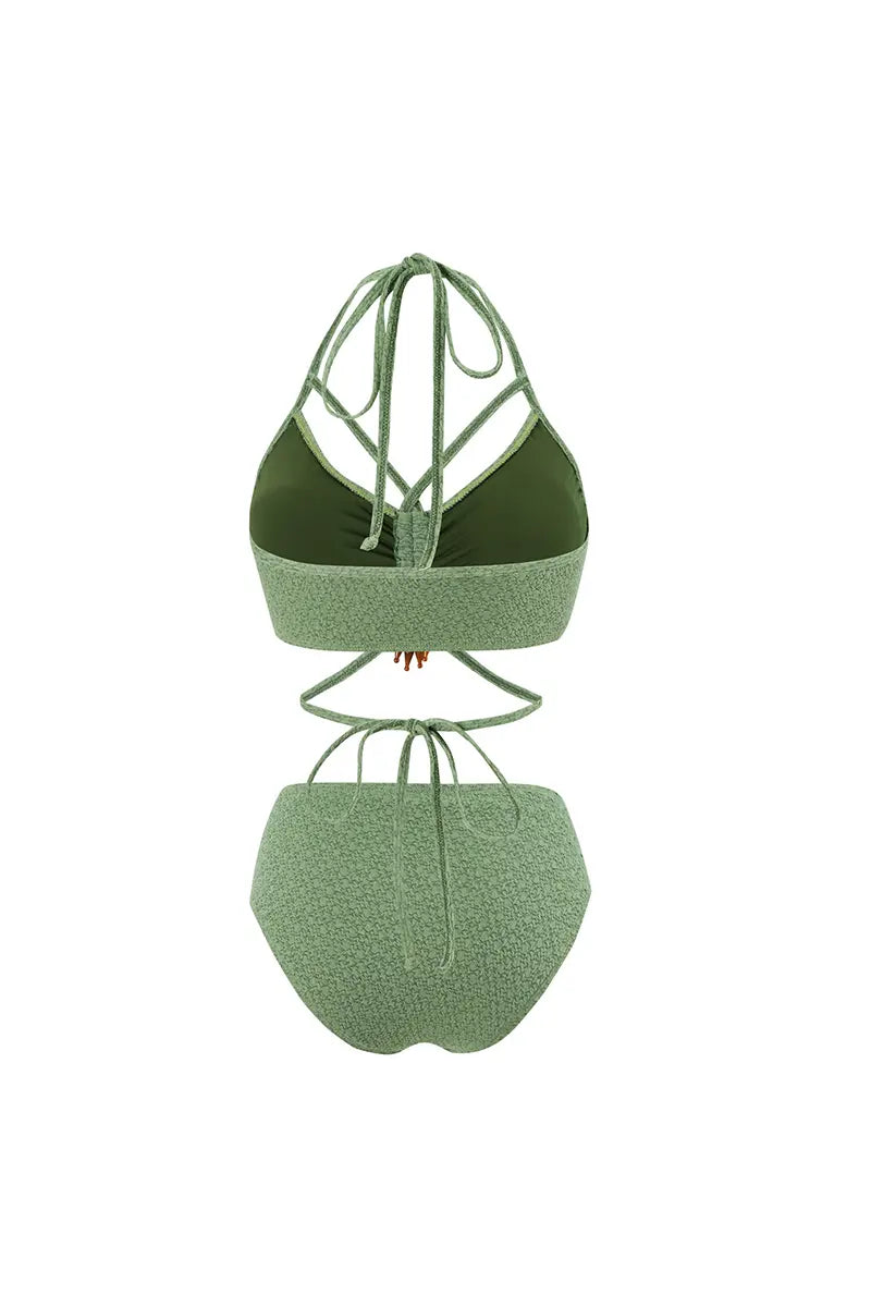 Boho Sage Green Two-Piece Bikini for Women