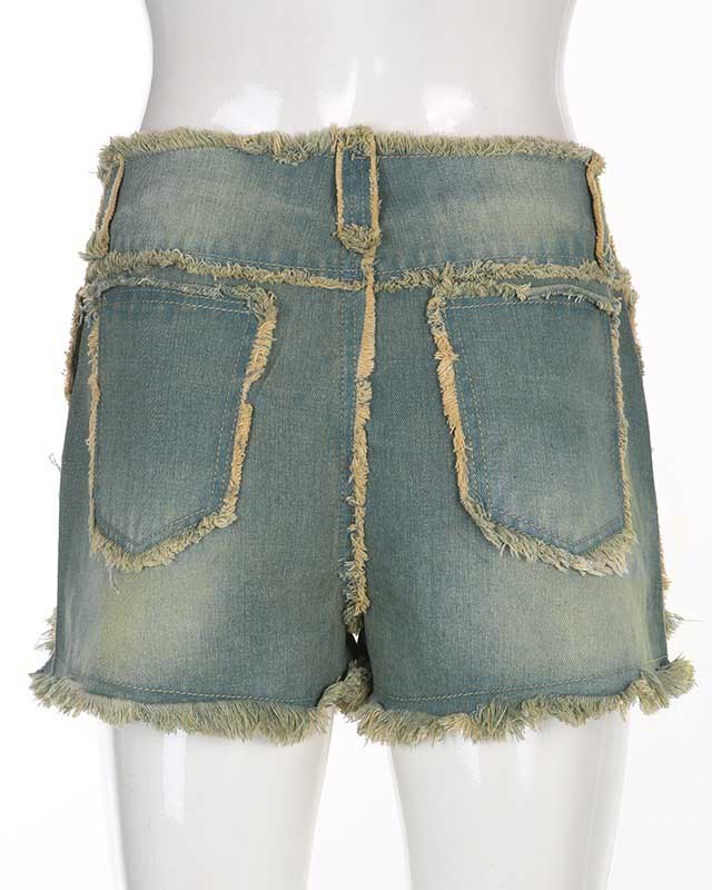 Modern Frayed Denim Shorts Women