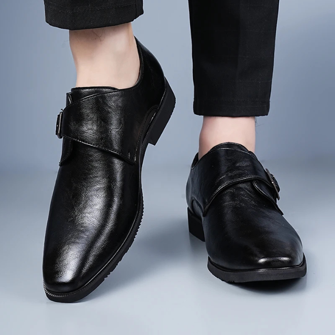 Refined Full-Grain Leather Monk Strap Shoes