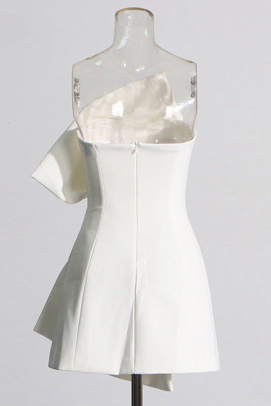 Bow pattern slim-fit tube top Mini-Length Dress