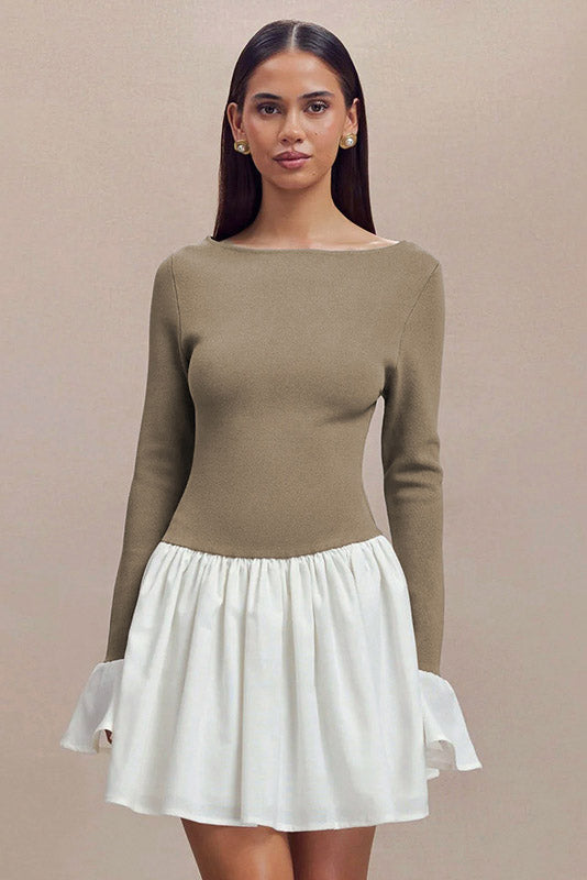 Candice Balloon Sleeves Knit Mini-Length Dress