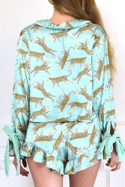 Modern Tie Front Cotton Peplum Blouse Shorts