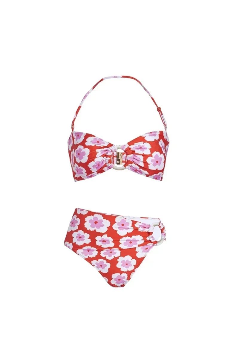 Halter Neck Patterned Two-Piece Bikini