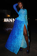 Airy Bubble Slit Maxi-Length Dress