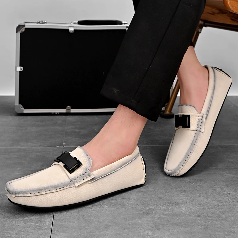 Leather Loafers with Cushioned Insole