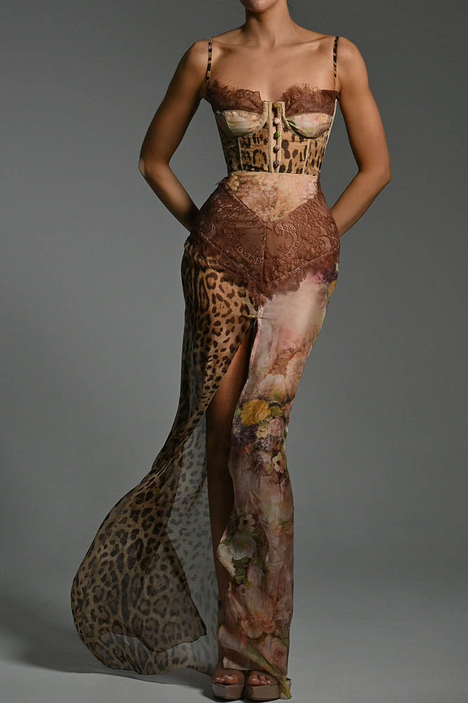 Whispers of the Wild - Waist-Tied Maxi-Length Dress