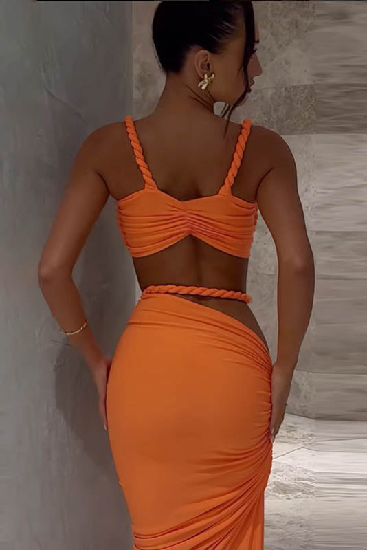 Coordinated Sea Breeze Halter Bikini & Skirt Set