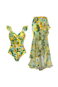 Mesh Lemon Print Swimwear Set